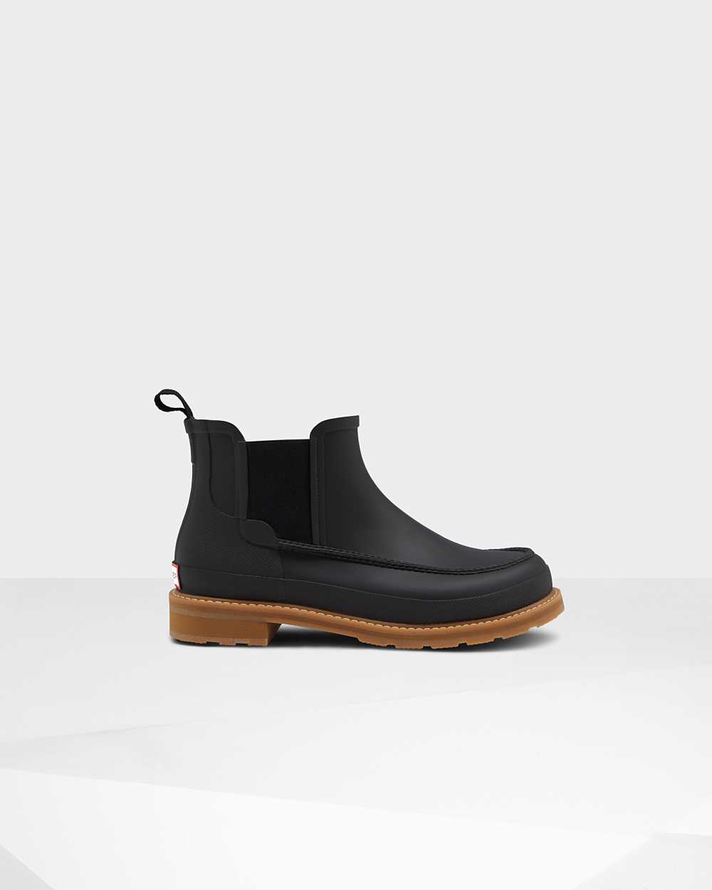 Hunter Men's Original Moc Toe Chelsea Boots Black,MKBY31026